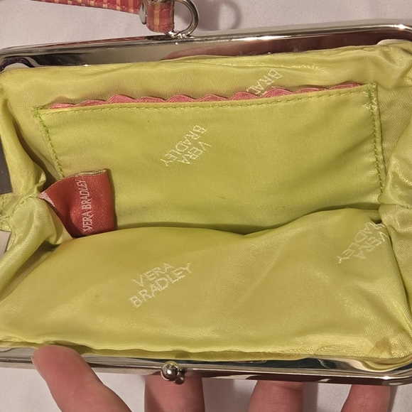 Vera Bradley Check Silk Collection Pink Checked Wristlet Retired Pattern Luxury - Picture 4 of 8
